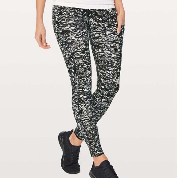 Lululemon Fast & Free 7/8 Tight II *Nulux 25" Liquid Platinum Alpine White Multi - Picture 6 of 7